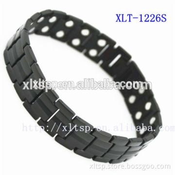 Black men titanium bracelet Double row bio energy element v care magnetic bracelet